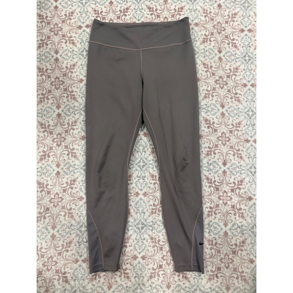 Nike Womens High Waisted Mesh Panel Leggings Mauve Taupe RN56323 Size Large